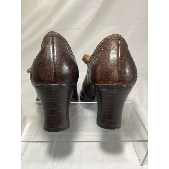 Born Polyana T strap MARY JANE LOAFER heel Size 6 M brown leather - Picture 7 of 15